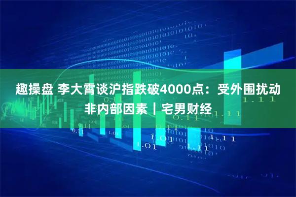 趣操盘 李大霄谈沪指跌破4000点：受外围扰动非内部因素｜宅男财经